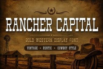 Rancher Capital Font: Bold Western Design Style